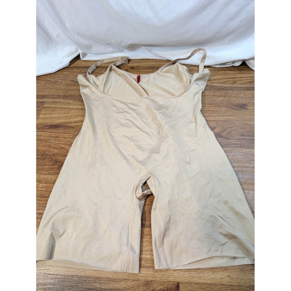 Spanx Bodysuit Womens 2X Shapewear Power Conceal-Her Open-Bust Mid-Thigh Tan